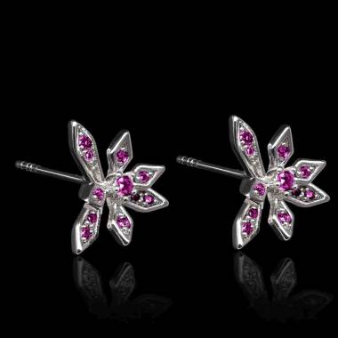 boucles oreilles-saphir rose-givre