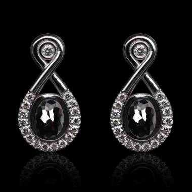 boucles oreilles-diamant noir-or blanc-attique