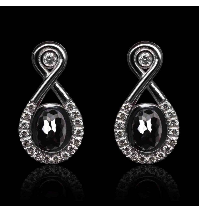 boucles oreilles-diamant noir-or blanc-attique