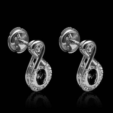 boucles oreilles-diamant noir-or blanc-attique