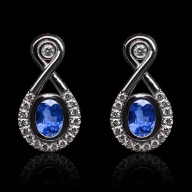 boucles oreilles-saphir bleu-or blanc-attique