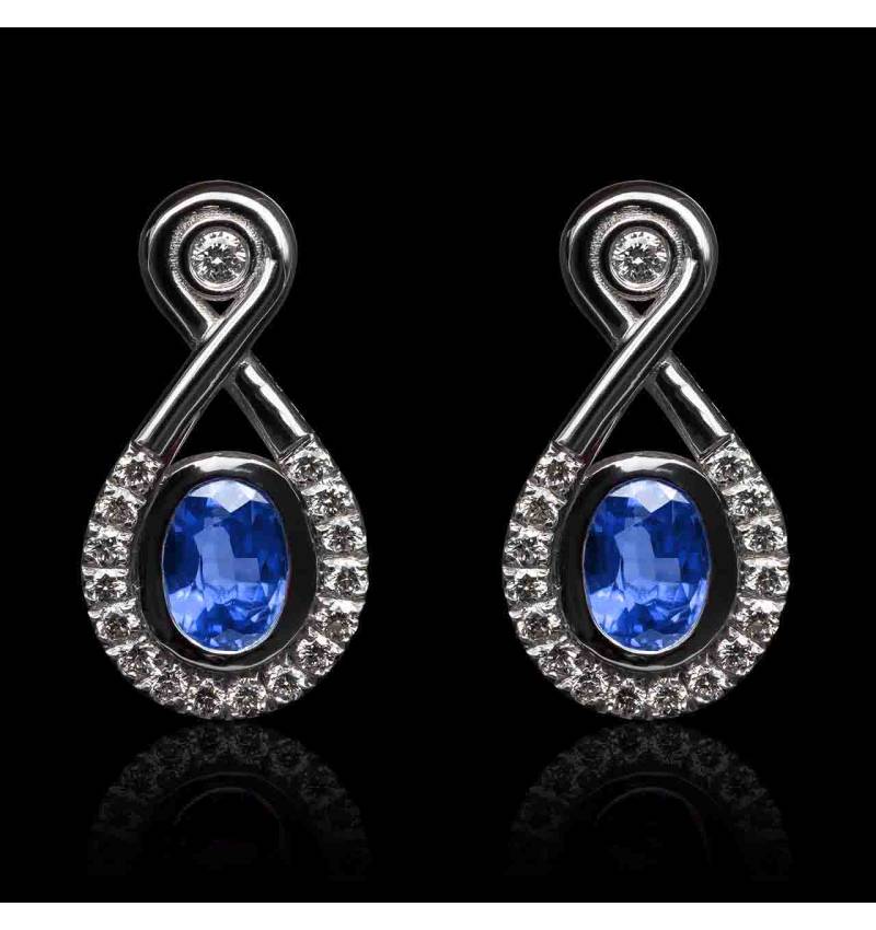 boucles oreilles-saphir bleu-or blanc-attique