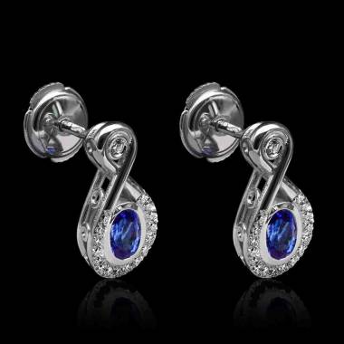 boucles oreilles-saphir bleu-or blanc-attique