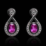 boucles oreilles-saphir rose-or blanc-attique