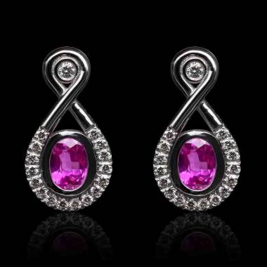 boucles oreilles-saphir rose-or blanc-attique