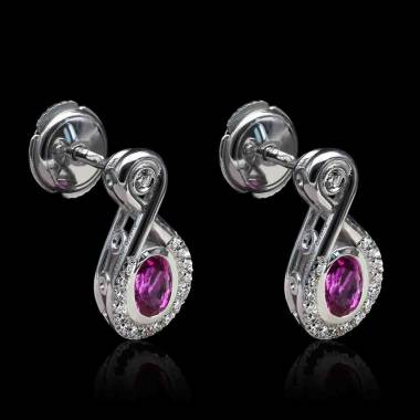 boucles oreilles-saphir rose-or blanc-attique