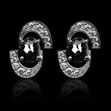 boucles-oreilles-diamant noir-or blanc-galaxie