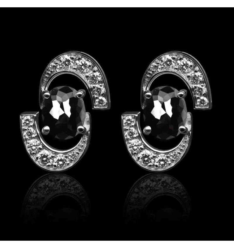 boucles-oreilles-diamant noir-or blanc-galaxie