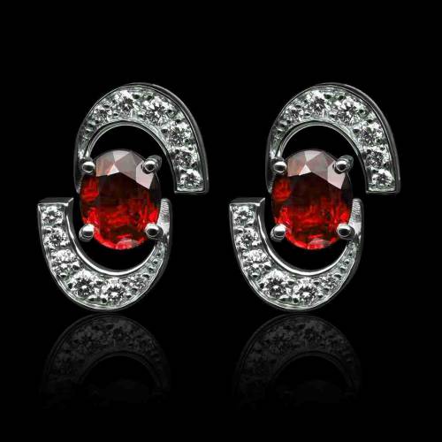 boucles oreilles-rubis-or blanc-galaxie