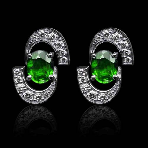 boucles oreilles-emeraude-or blanc-galaxie