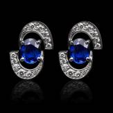 boucles oreilles-saphir bleu-or blanc-galaxie