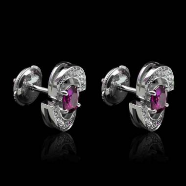 boucles oreilles-saphir rose-or blanc-galaxie