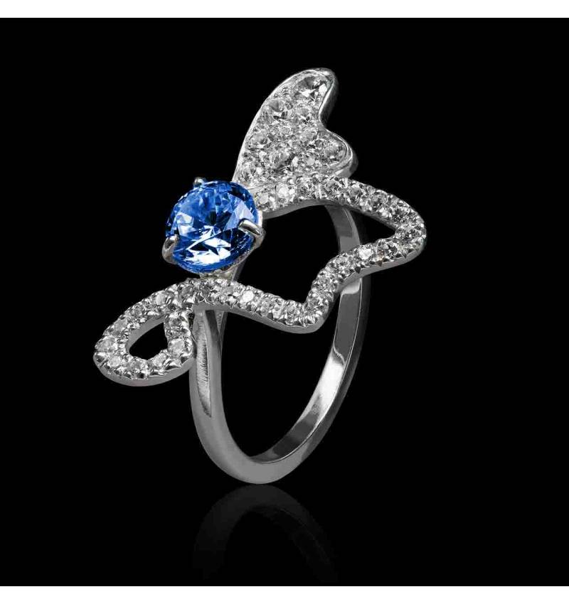 bague saphir bleu-or blanc-monarque