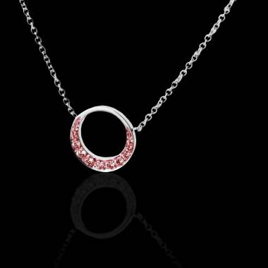 Pendentif pavage rubis (0,26 carat) or blanc 18 K (4 g) diamètre 16 mm Clair de Lune