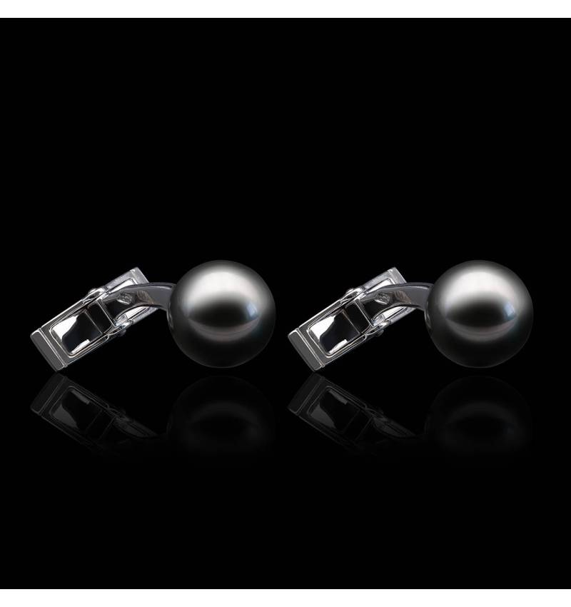 boutons manchette-perle noire-or blanc-jumo