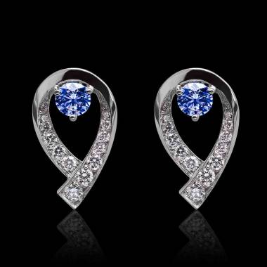 boucles oreilles-saphir bleu-flamme