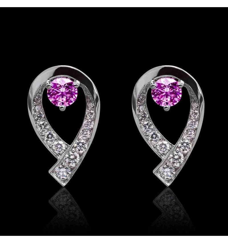 boucles oreilles-saphir rose-flamme