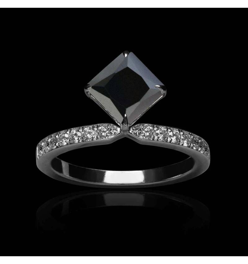 bague diamant noir-or blanc-lana