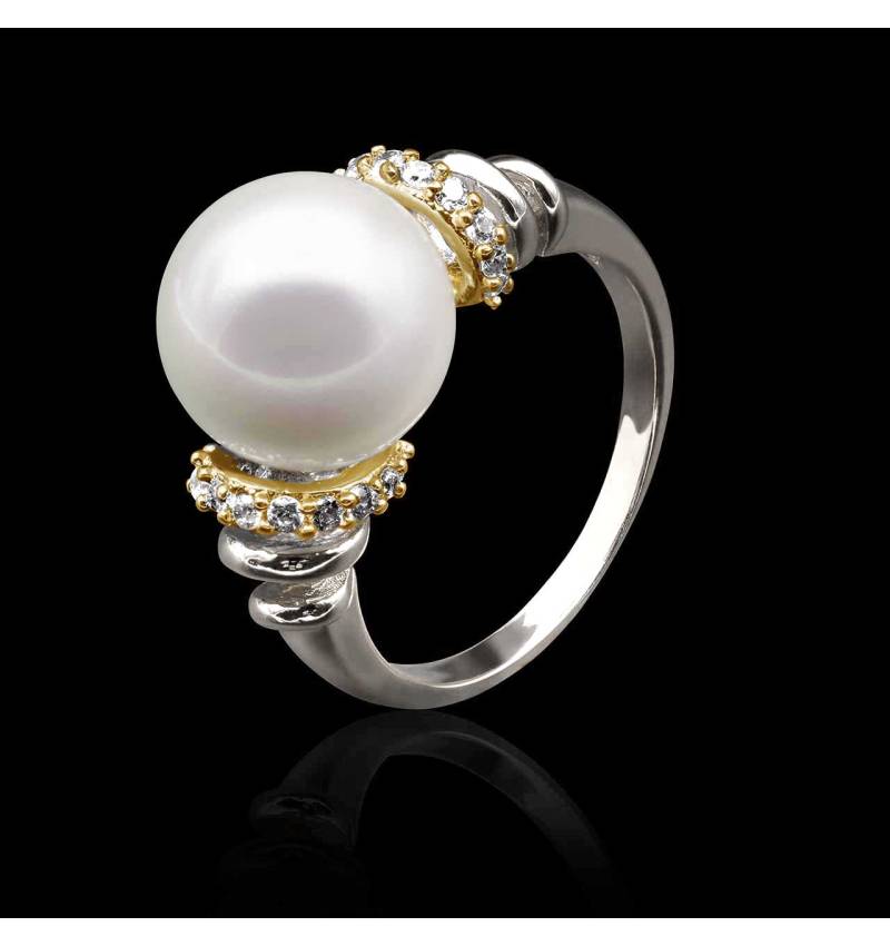 bague perle blanche- or blanc- hina