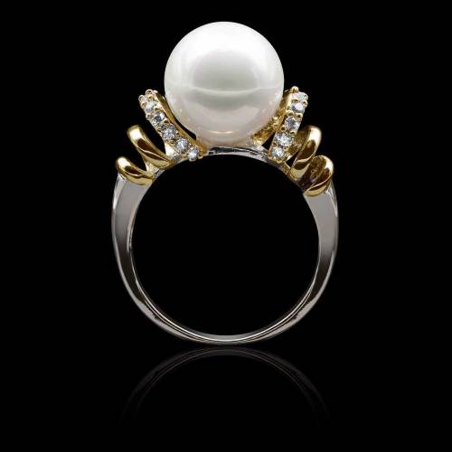 bague perle blanche- or blanc- hina