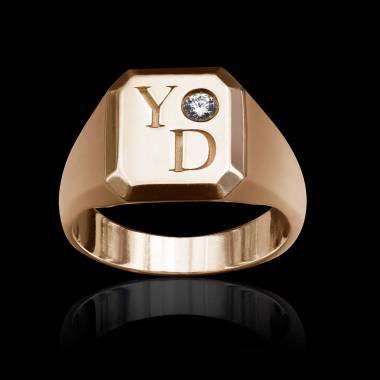 chevalière_diamant_or rose_initiales