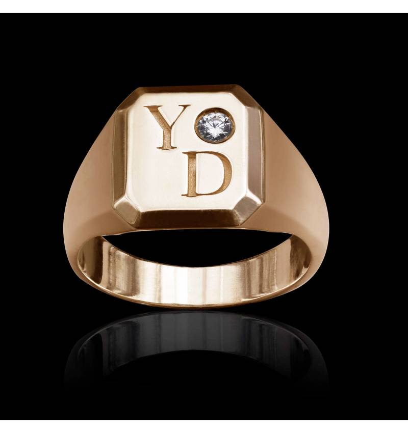 chevalière_diamant_or rose_initiales chevalière_diamant_or rose_initiales