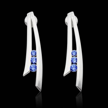 boucles d'oreilles_saphir bleu_or blanc