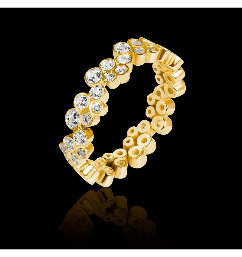 Alliance de mariage pavage diamant 0,6 carat or jaune Neptune