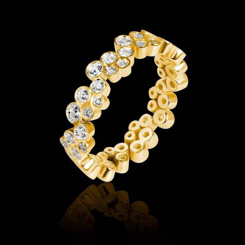 Alliance de mariage pavage diamant 0,6 carat or jaune Neptune