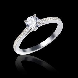 Bague solitaire diamant or blanc Elodie