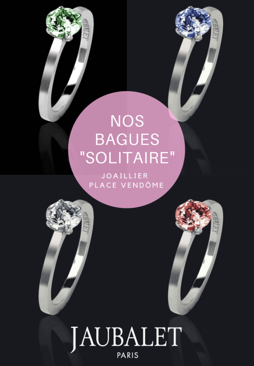 Bague solitaire or blanc