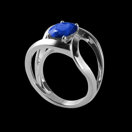 Bague solitaire saphir bleu et or blanc Future solo