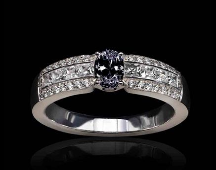 Bague or blanc diamant noir grace