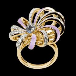 Diamond ring Dahlia - Pave Diamonds - Lavender Lacquer