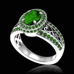 Emerald Ring _White Gold_ Pave Emeralds _Tsarine Ring