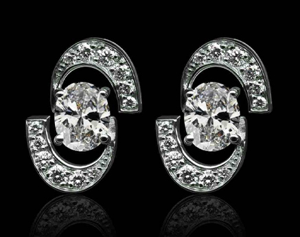 boucles d oreilles or blanc 18k palladie diamant galaxie