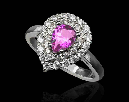 bague or blanc 18k palladie saphir rose maelle