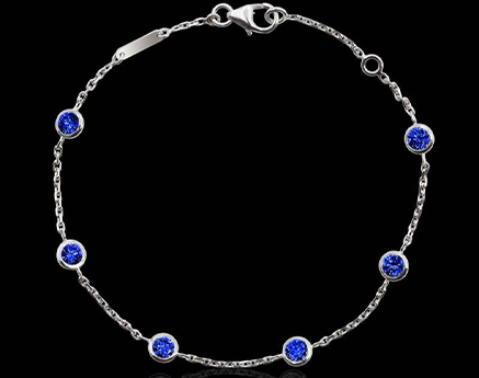 bracelet or blanc saphir bleu Galets