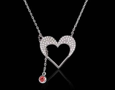 Pendentif coeur d amour diamant et rubis