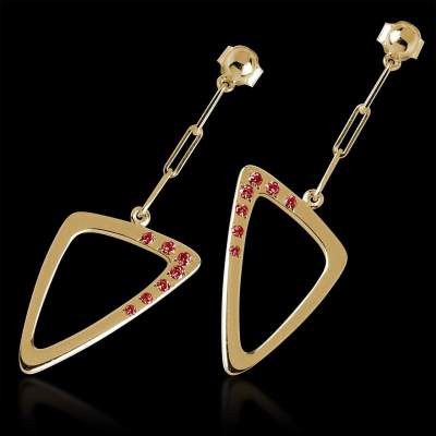 boucles d'oreilles rubis de birmanie triangle