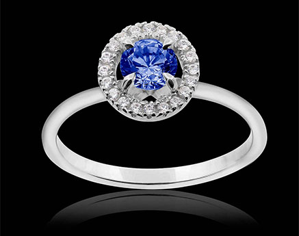 bague isaure saphir bleu or blanc