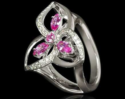 Bague platine saphir rose Estelle