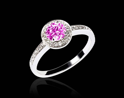 Bague or blanc saphir rose diamant Rekha