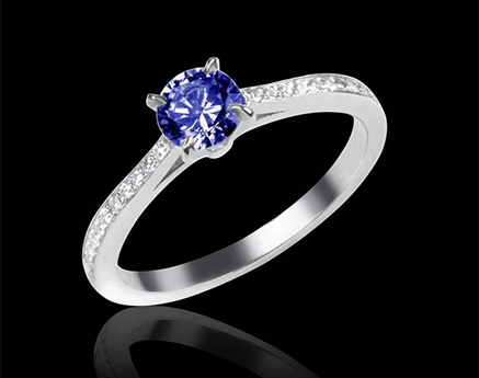 Bague or blanc saphir bleu diamant Elodie