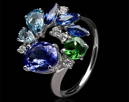 Bague or blanc saphir bleu diamant Diana