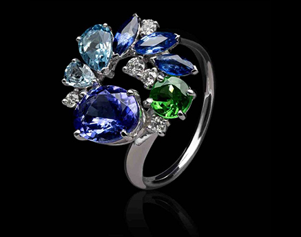 bague diana tanzanite diamant saphir or blanc palladie