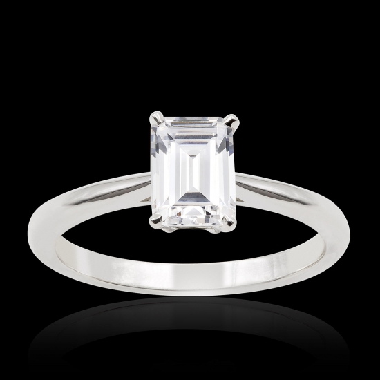 Emerald cut diamond paving ring