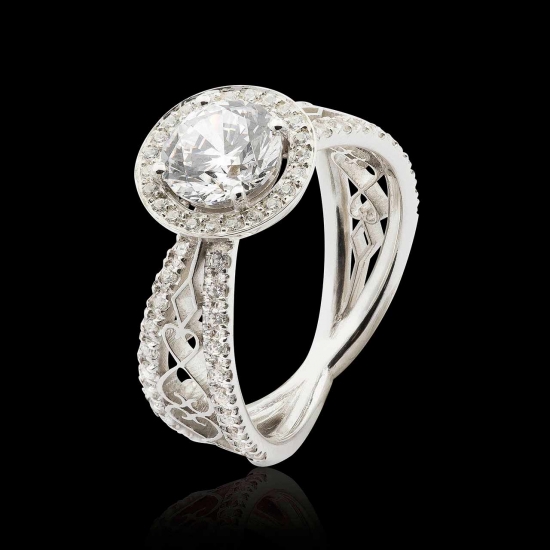 hidden halo diamond paving ring