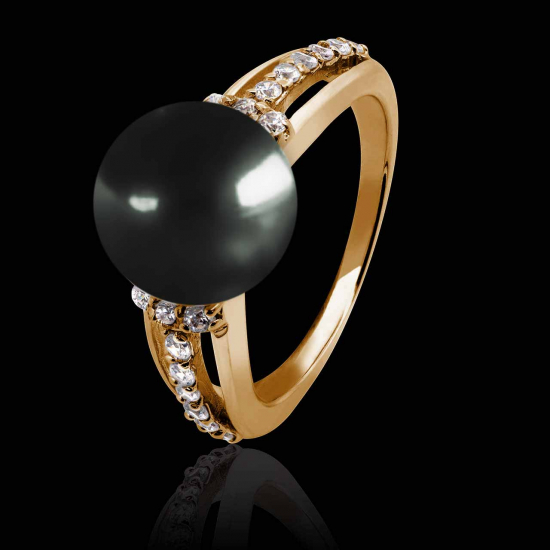 MELINA BLACK TAHITI PEARL ENGAGEMENT RING