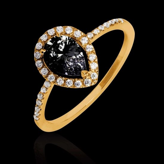 SANDRA PEAR BLACK DIAMOND RING